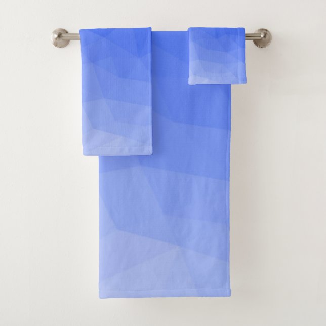 Dark blue gradient geometric mesh pattern bath towel set (Insitu)