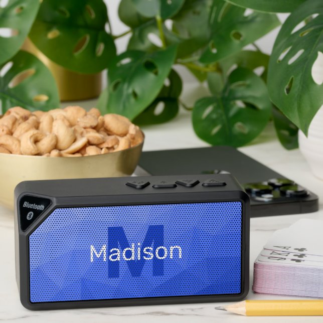 Dark blue gradient geometric mesh pattern bluetooth speaker (Insitu(Table))