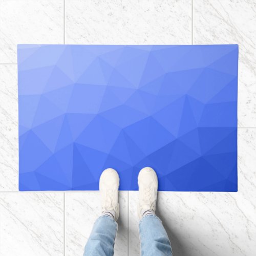 Dark blue gradient geometric mesh pattern doormat