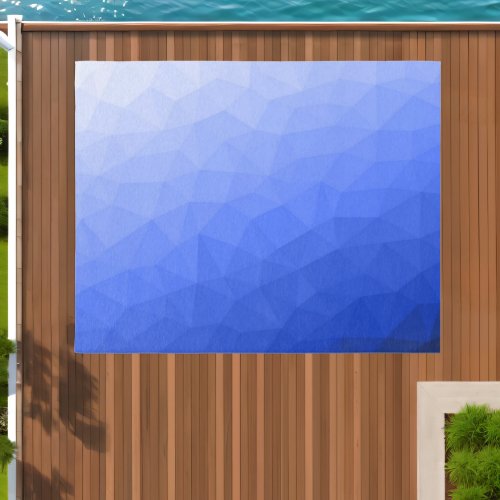 Dark blue gradient geometric mesh pattern outdoor rug