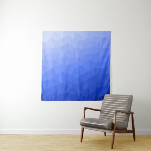 Dark Blue gradient geometric mesh pattern Tapestry
