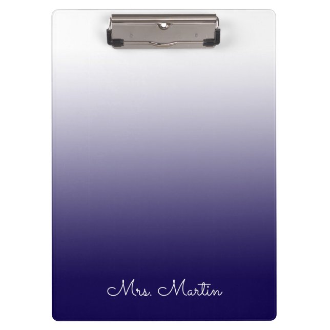 Dark Blue Gradient Personalized Teacher Clipboard (Front)