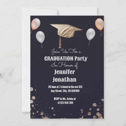 Dark blue graduation party Invitation 