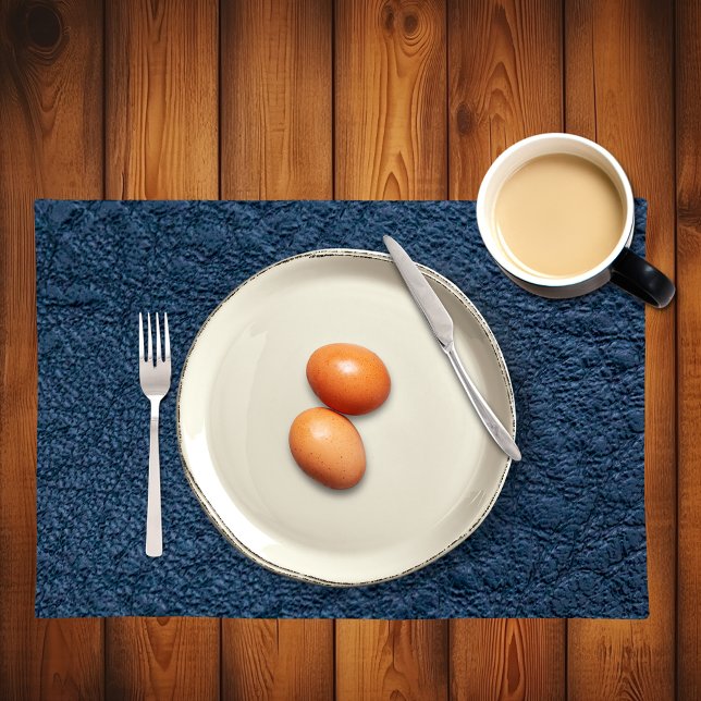 Dark Blue Grain Faux Leather Cloth Placemat (Creator Uploaded)