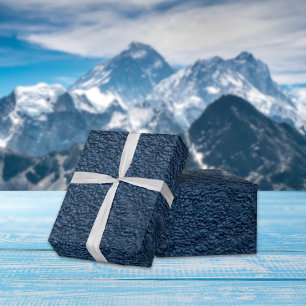 Dark Blue Grain Faux Leather Wrapping Paper