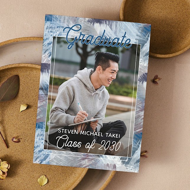 Dark Blue Gray Abstract Graduation Announcement (Creator Uploaded)