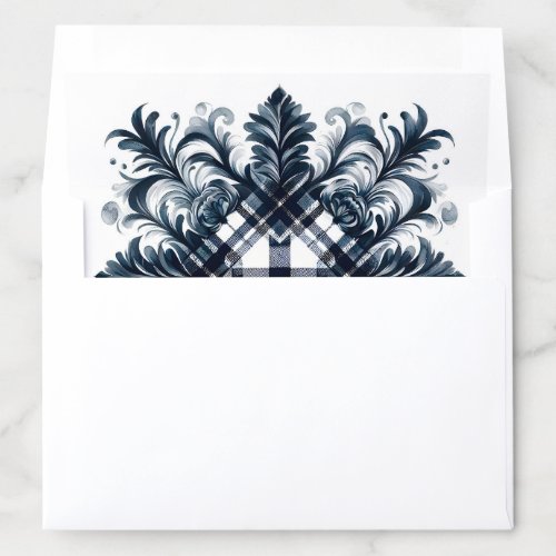 Dark Blue Gray Abstract Plaid Pattern Envelope Liner