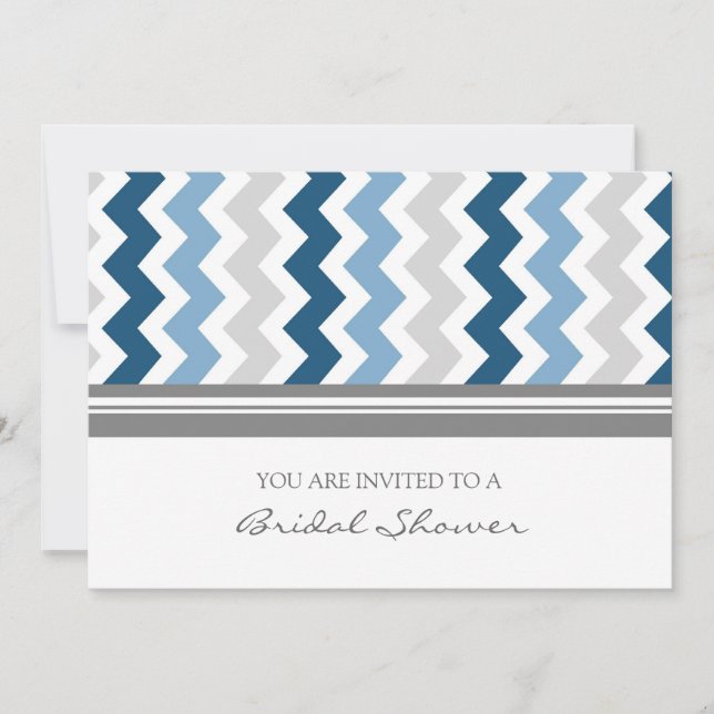 Dark Blue Gray Chevron Bridal Shower Invitation (Front)