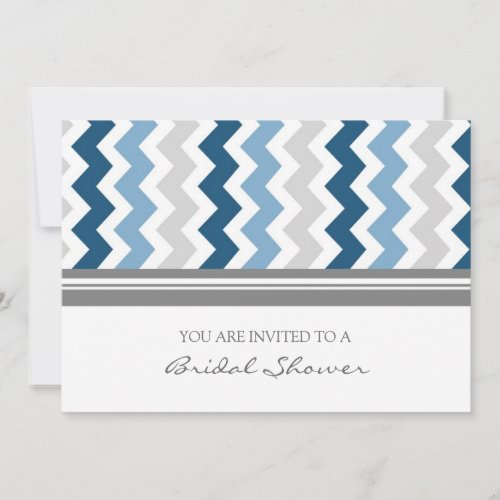 Dark Blue Gray Chevron Bridal Shower Invitation