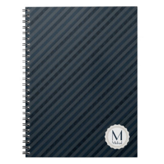 Dark Blue & Gray Personalized Monogram Notebook