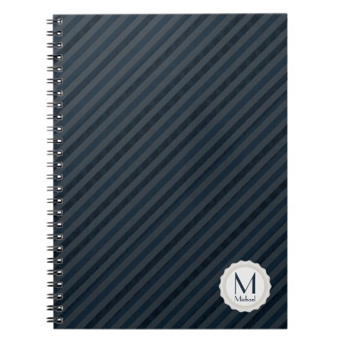 Dark Blue  Gray Personalized Monogram Notebook