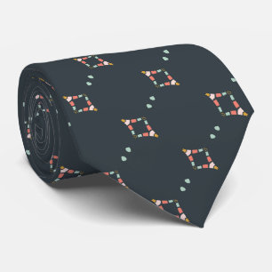 Dark Blue Gray Small Geo Print Neck Tie