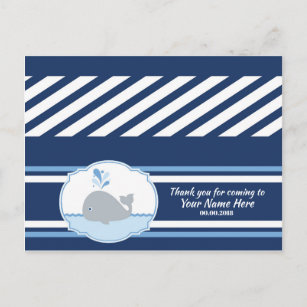 Dark Blue Gray Whale Bag Topper for Shower Postcard