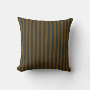 dark blue-green and antique bronze stripes throw pillow