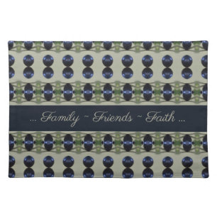 Dark Blue Green and Light Blue Patterned Cloth Placemat