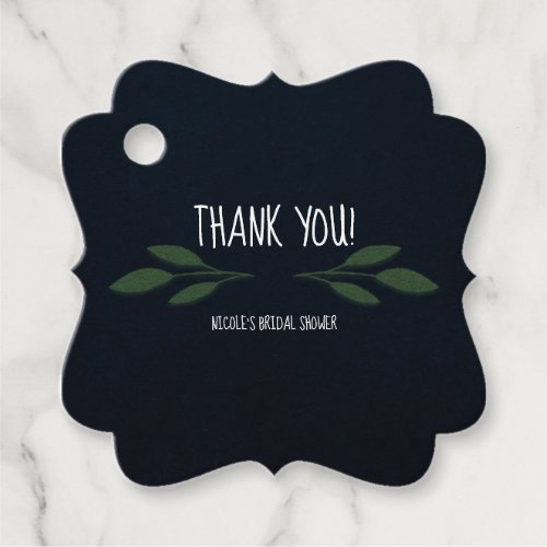 Dark Blue  Green Leaves Greenery Rustic Wedding Favor Tags