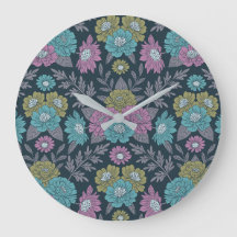 Dark Blue, Green & Purple Floral