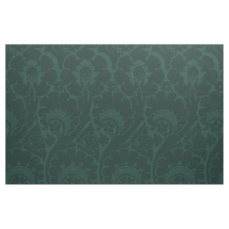 Dark Blue-Green Renaissance Floral Fabric