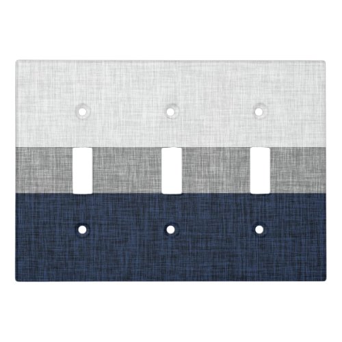 Dark Blue Grey Ash White Simple Stripe Light Switch Cover