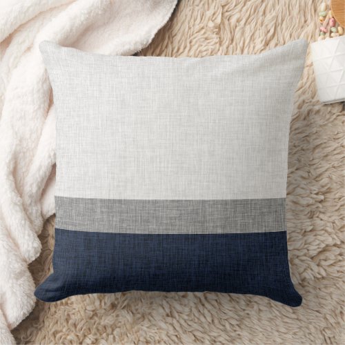 Dark Blue Grey Stripe Crosshatch Pattern Throw Pillow