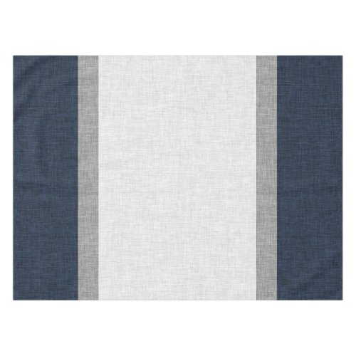 Dark Blue Grey White Mirrored Stripe Crosshatch Tablecloth