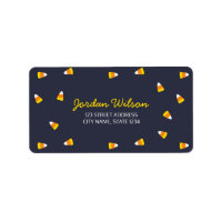 Dark Blue Halloween Candy Corn Address Label