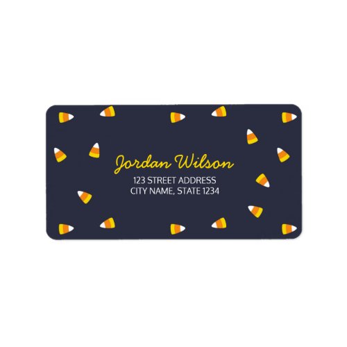 Dark Blue Halloween Candy Corn Address Label