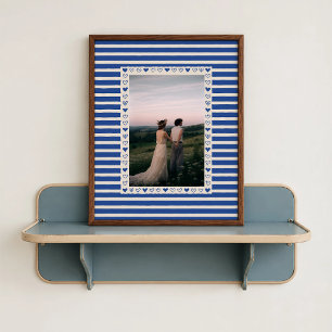 Dark Blue Heart Border Poster - Custom Gift