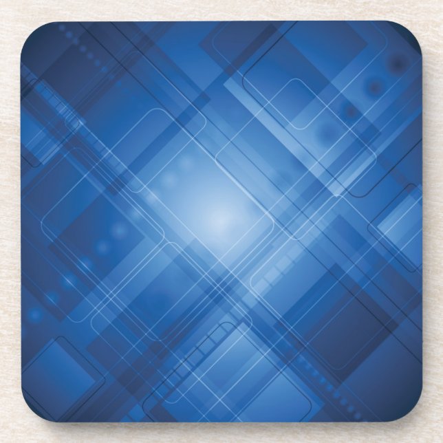 Dark blue hi-tech background drink coaster (Front)