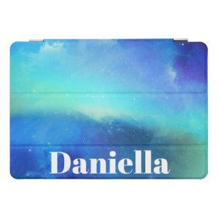 Dark Blue Holographic Sky with Custom Name iPad Pro Cover