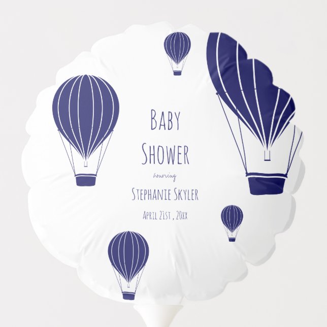 Dark Blue Hot Air Balloon | Baby Shower Balloon (Back)
