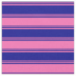 [ Thumbnail: Dark Blue & Hot Pink Colored Striped Pattern Fabric ]