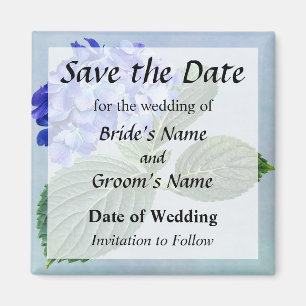 Dark Blue Hydrangea with Leaves Magnet
