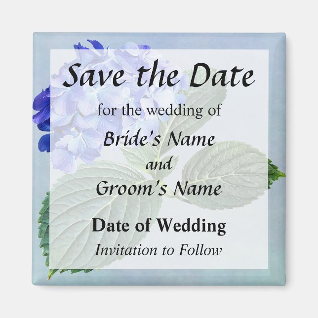 Dark Blue Hydrangea with Leaves Magnet (Front)