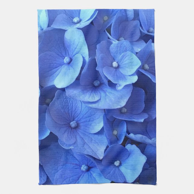 Dark Blue Hydrangeas Kitchen Towel (Vertical)