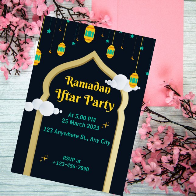 Dark Blue Illustration Ramadan Iftar Party Invitation (Creator Uploaded)