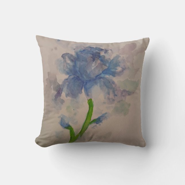 Dark blue Iris Throw Pillow (Front)