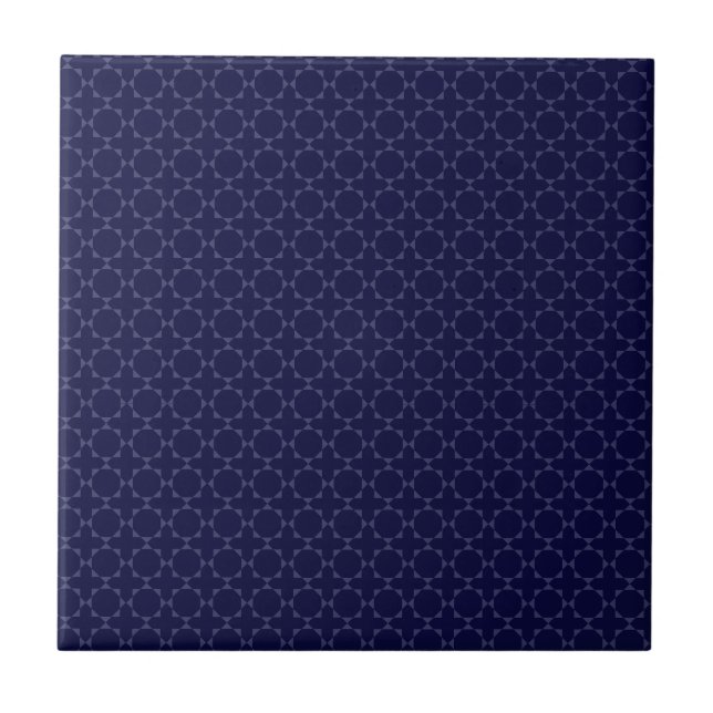 Dark Blue Islamic Geometric Pattern Ceramic Tile (Front)