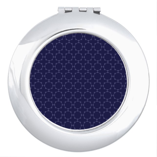 Dark Blue Islamic Geometric Pattern Compact Mirror (Front)