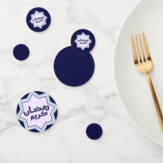 Dark Blue Islamic Geometric Pattern Confetti (Group)