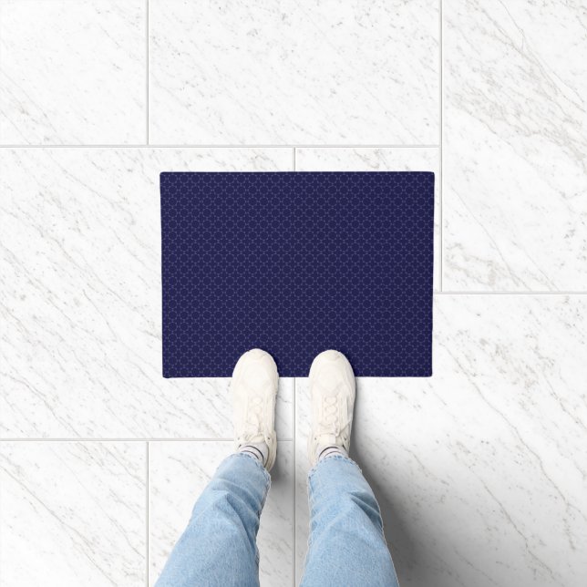 Dark Blue Islamic Geometric Pattern Doormat (Indoor)