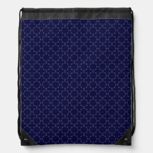 Dark Blue Islamic Geometric Pattern Drawstring Bag