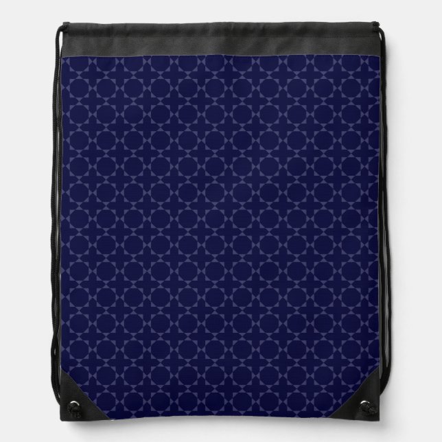 Dark Blue Islamic Geometric Pattern Drawstring Bag (Front)
