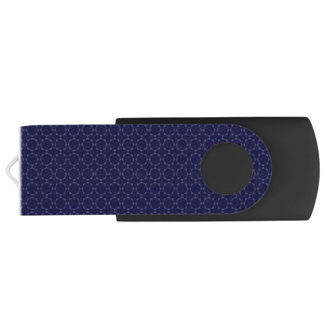 Dark Blue Islamic Geometric Pattern Flash Drive (Back)