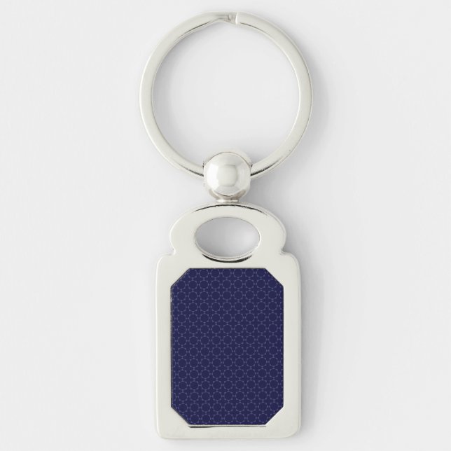 Dark Blue Islamic Geometric Pattern Keychain (Front)
