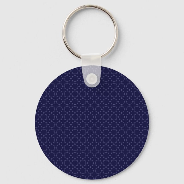 Dark Blue Islamic Geometric Pattern Keychain (Front)