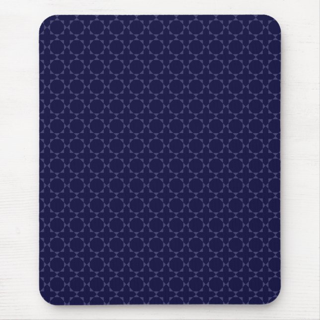 Dark Blue Islamic Geometric Pattern Mouse Pad (Front)