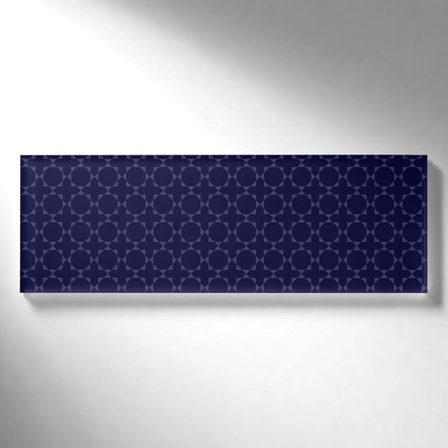 Dark Blue Islamic Geometric Pattern Name Tag (Front)