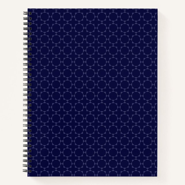 Dark Blue Islamic Geometric Pattern Notebook (Front)