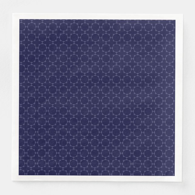 Dark Blue Islamic Geometric Pattern Paper Dinner Napkins (Front)